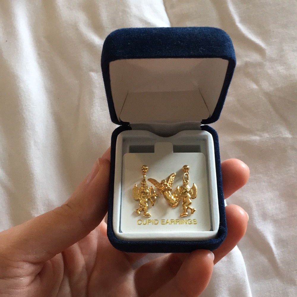 Set of golf Cupid earrings with pin